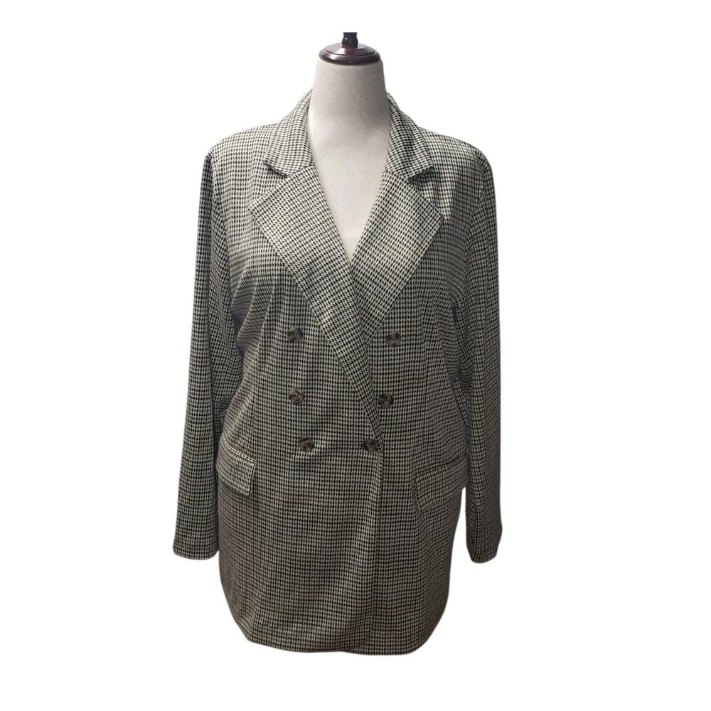 Maurices Plus 2X Longline Houndstooth Knit Jacket Blazer Workwear Granpacore NWT